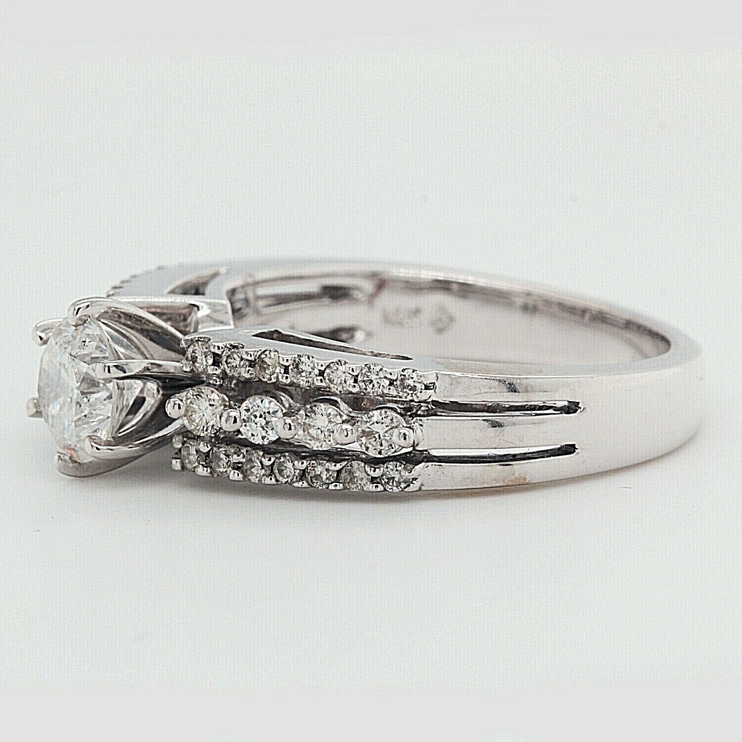 Round Engagement Ring With Accents Clarity Enhanced 1.25 TCW 14k White Gold